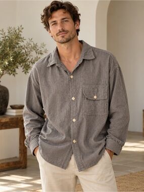 CP Shades Men's XXL Gray Cotton Button Up Shirt Oversized Casual Made in USA